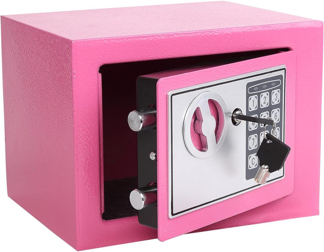 Yuanshikj Electronic Deluxe Digital Security Safe Box Keypad Lock Home Office Hotel Business Jewelry Gun Cash Use Storage (Pink) (17E)