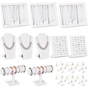 Henoyso 22 Pcs Velvet Jewelry Display Set Jewelry Display for Selling Necklace Stand Bracelet Holder T Shape Earring Stand