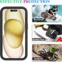 wahhle Compatible with iPhone 15 Plus Case, Magnetic Wireless Charging Built in Screen Protector Full Body Shockproof Slim Fit Bumper Protective Phone Cover 6.7'' Men Women-Black/Clear