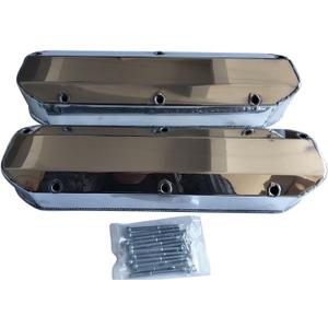 1 Set SHLPDFM Polished Aluminum Silver Fabricated Tall Valve Covers w/Long Bolts Fits for SBF 289 302 351W V8 Engines
