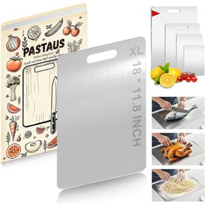 Stainless Steel Cutting board, Double sided Steel Cutting boards for Kitchen Meat vegetables & fruits Chopping board Easy to Clean(XL Size)18 11.8in (Smooth)