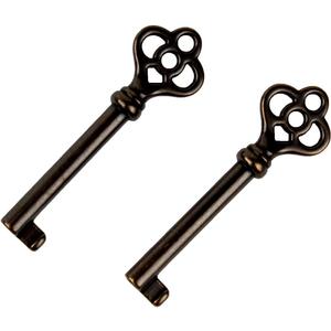Hollow Barrel Skeleton Key KY-3AB for Cabinet Doors, Dresser Drawers, Grandfather Clocks,Vintage and Old Cabinet ect - 2 Pack (Bronze)