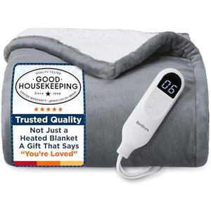 Bedsure Heated Blanket Throw Blanket - Fast Heating Electric Blanket, Soft Flannel Heated Throw with 4 Time Settings, 6 Heating Settings, Warm Gifts for Grandma & Grandpa (50x60 inches, Grey)