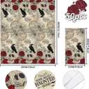 Halloween Guest Napkins Skull Crow Rose 3 Ply Disposable Paper Napkins Vintage Gothic Dinner Guest Hand Towel Napkins for Party Table Decor, 50Pcs