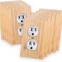 10 Pieces Wood Double hole Outlet Light Switch Plate 4.5" X 2.76" Raw Wood Wallplate Bamboo Light Switch Cover Quality Wallplate Wooden Electrical Decor (Double hole Outlet)