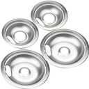 Premium Drip Pan Electric Stove Burner Covers for Whirlpool, Maytag, Kenmore - Replacement for W10278125, W10196405 & W10196406-4 Pack (2x6" and 2x8")