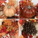 22" Artificial Fall Wreath for Front Door Autumn Harvest Wreath with Pumpkin Oak Maple Leaf Pine Cones Eucalyptus Berry for Halloween Thanksgiving Day Indoor Outdoor Farmhouse Window Wall Dcor