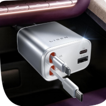 LISEN Retractable Car Charger for iPhone 17, 75W 4 in 1 Retractable Car Charger, Cute Girly Car Accessories for Women Men, fit iPhone 16 15 14 Samsung Galaxy S25, Prime for Day Deals Today