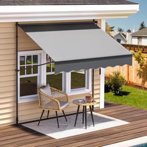 YITAHOME 59" Manual Retractable Awning, Outdoor Sun Shade Window Awning with UV Protection, Waterproof Patio Canopy Awnings for Doors, Windows, Decks, Dark Gray