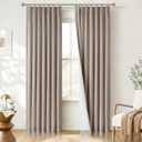 INOVADAY Pinch Pleated Curtains Blackout 108 Inches Long - Linen Blackout Curtains for Living Room Bedroom 2 Panels Set, Luxury Thermal Insulated Drapes for Dining Room, 40" Wx108 L, Taupe