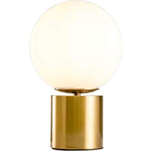 11 Inch Modern Gold Globe Table Desk Lamp,Vintage Mid Century Round Table Lamp with White Glass Shade Metal Base for Bedroom Bedside Lamp Living Room End Table