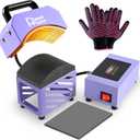 Hat Press, Mini Hat Press Heat Machine for Caps Hats with 5.4" * 3.1" Curved Teflon Coated Heat Plate & Safety Base for Heat Transfer Vinyl, Sublimation and DIY Projects, Purple