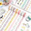 Mooker 55 Rolls Holiday Washi Tape Set - Decorative Tape Seasonal Bohemian Colored Tape, Cute Washi Tapes for Journaling Supplies, Scrapbooking Supplies kit, Summer Scrapbook Supplies