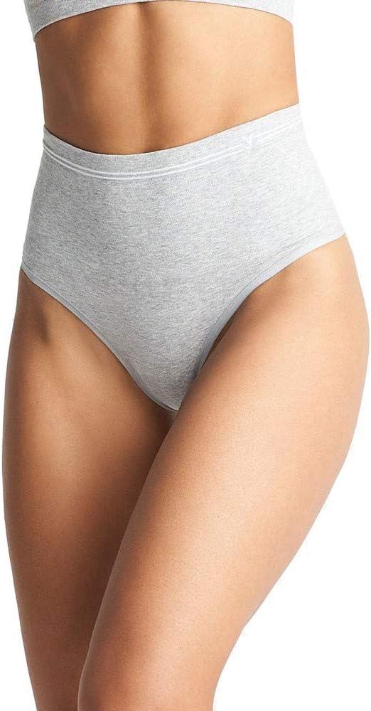 Yummie Women's Cotton Seamless Shapewear Thong (Large-X-Large, Heather Grey)