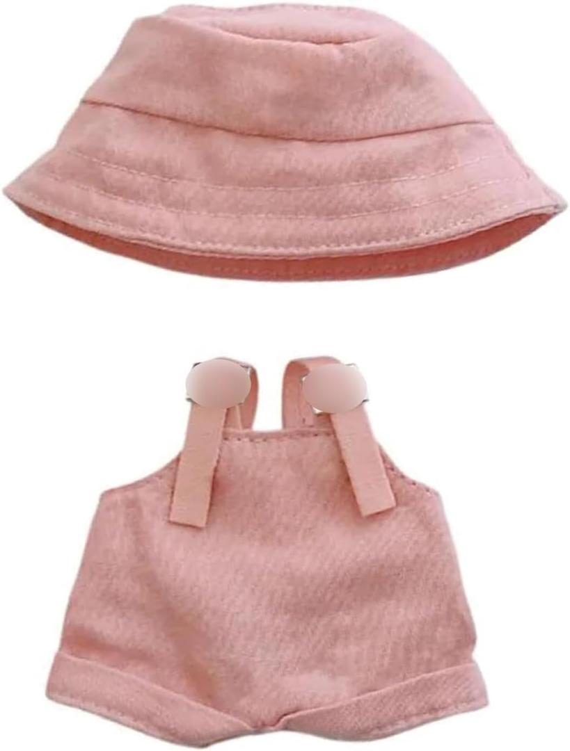 4 x 17cm Clothes Set(NO Doll),Hat & Overalls Set for 17cm Accessories Suit,Stylish Adorable Dolls Clothes Accessories,Cute Clothes for Dress up Unique Style (Style D)