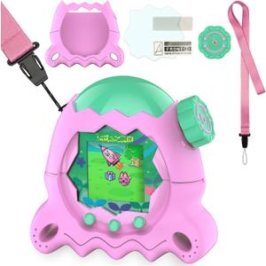 Silicone Case for Tamagotchi Paradise Electronic Pets | Screen Protector and Lanyard for Tamagotchi Paradise Virtual Pet Accessories (Pink)
