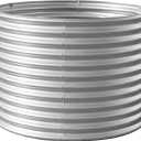 Land Guard 443ft Galvanized Raised Garden Bed Kit, Round Galvanized Planter Raised Garden Boxes Outdoor, Large Metal Raised Garden Beds for Vegetables, Silver