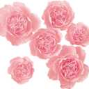 Crepe Paper Flowers Decoration for Wall, Artificial Flowers for Wedding Decor,Flower Backdrop Decor,Baby Shower,Birthday Party, Photo Backdrop, Nursery Wall Decor (Pink;Set/6)