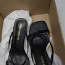 DREAM PAIRS Kitten Heels for Women Flip Flops Slip on Low Heels Open Square Toe Thong Heeled Strappy Sandals Slides Comfortable Dress Shoes (7, Black)