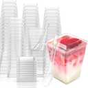 EASERCY 100 Pack 5 oz Plastic Dessert Cups with Lids, Yogurt Parfait/Appetizer Cup with Lids for Party, Mini Dessert Cups with Spoons Dessert Shooter Cups for Pudding, Fruit and Ice Cream