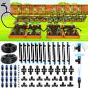 Bonviee Drip Irrigation System 230FT Quick Connect Garden Watering Kit with Adjustable Drip Emitters, 1/4 & 5/16 Tubing for Raised Beds, Greenhouse, Lawn, Automatic Timer Compatible