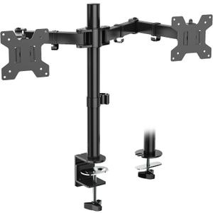 WALI Dual Monitor Stand for Desk, Dual Monitor Mounts for 2 Monitors up to 27 inch, 2 Monitor Desk Mount Holds up to 22 lbs, Height Adjustable Swivel Tilt Rotation, 75x75/100x100mm (M002), Black