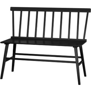 WISUCART Dining Bench for Kitchen & Dining Room Bamboo Wood Bench with Spindle Back & Armrests, Farmhouse Entryway Bench, Indoor Bedroom Bench, Versatile Entry Bench & Outdoor Bench SeatingBlack, 18.3 x 43.31 x 33.86 inches