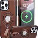 for iPhone 16 Pro Max Leather Case with Stand, Anti-Slip Grip Ring, Fits for MagSafe (Cocoa, IP 16 Pro Max-6.9inch)