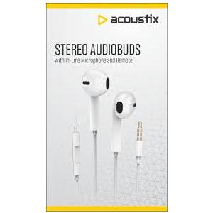 Acoustix Stereo Audiobuds with In-Line Microphone and Remove White