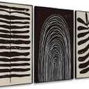 3 Pcs Abstract Neutral Line Wall Art Pictures Minimalist Canvas Posters Mid Century Black and White Beige Prints Striped Painting Home Wall Decor for Living Room Bedroom Bathroom 12x16in Unframed