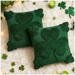 St Patrick's Day Throw Pillow Covers Decorations 18x18 in 2-Piece Set, Green Pillow Covers Linen Spring Pillow Case Home Sofa St Patrick's Day Decor. (Saint Patrick001)
