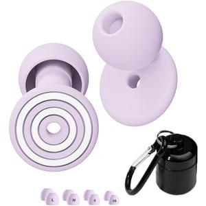 ROMI Sleeping Ear Plugs Noise Cancelling Silicone Earplugs with Secure-Lock Keychain Case Reusable & Washable High Fidelity Sound Blockers for Side Sleepers & Snoring 4 Sizes XS/S/M/L for perfect fit (1 pair (Pack of 1))