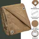 Canvas Tarp 12x16 Feet, 12 Oz Heavy Duty Water Resistant with Rustproof Grommets, UV Resistant, Multipurpose Outdoor Tarpaulin for Camping, Canopy, Woodpile, Trailer (Tan)