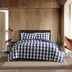 Eddie Bauer - Twin Comforter Set, Reversible Bedding with Matching Sham, Medium-Weight for Year Round Use, Dorm Essentials (Lakehouse Blue)