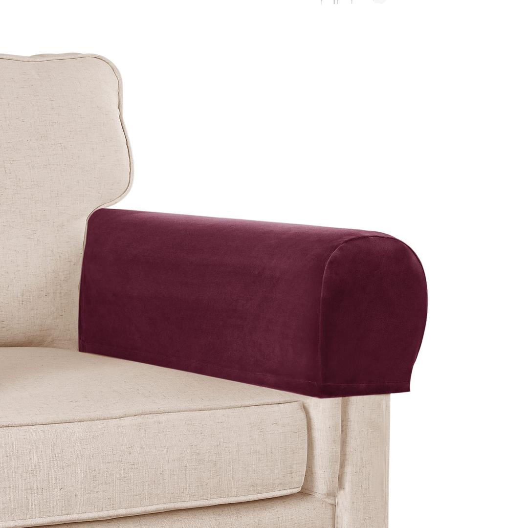 L.VICTEX Sofa Armrest Covers, 2 Pack, Deep Teal Velvet Plush Fabric, Furniture Accessories for Sofa, Recliner, Chair, Stretch, Durable, Velcro, Machine Wash