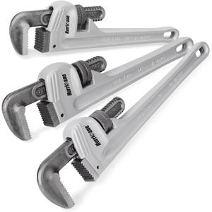 HURRICANE 3-Piece Aluminum Pipe Wrench Set (10", 14", 18"). Lightweight & Reliable Plumbing Wrench Kit for Home Maintenance and DIY Projects