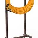 Garden Hose Holder Hanger Freestanding, Upgraded 4-Spike Heavy Duty Storage Reel Stand, Holds 150ft Hose for Outside Yard Lawn (Rustic Line, Metal)