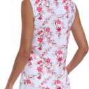 MoFiz Women's Sleeveless Golf Polo Shirts 1/4 Zip Floral Tennis Workout Golf Tank Top (L)