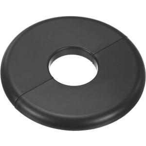 M METERXITY 1-Pack Wall Split Flange, ABS Round Self-Adhesive Escutcheon Plate Cover Buckle for 26mm/1.02in Dia Pipe Accessories/Floor/Ceiling, Plumbing Cover Plates [Black,6mm/0.24in H]