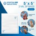 Spartan Industrial - 5 X 5 (1000 Count) 2 Mil Clear Reclosable Zip Plastic Poly Bags with Resealable Lock Seal Zipper