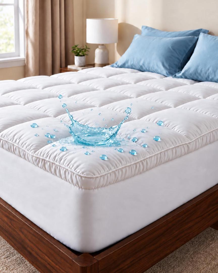 Cal King Mattress Pad Protector - 100% Viscose Derived from Bamboo - White, California King