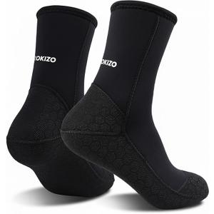 Neoprene Diving Water Socks, 3mm Beach Booties Anti-Slip Wetsuit Sand Socks for Snorkel Surfing Kayaking Swimming (Black, L)