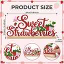 Sweet Strawberries Summer Table Decorations Red Strawberries Metal Table Sign with Wooden Base Cute Summer Tiered Tray Decor Strawberry Tabletop Centerpiece for Kitchen Home Party Centerpieces