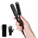 Portable Hair Straightener, 1.5 Inch Wider Plate Flat Iron for Short & Long Hair, Ceramic Travel Hair Straightener with Argan Oil & Keratin Infused, Universal Voltage, with Storage Bag (Black)