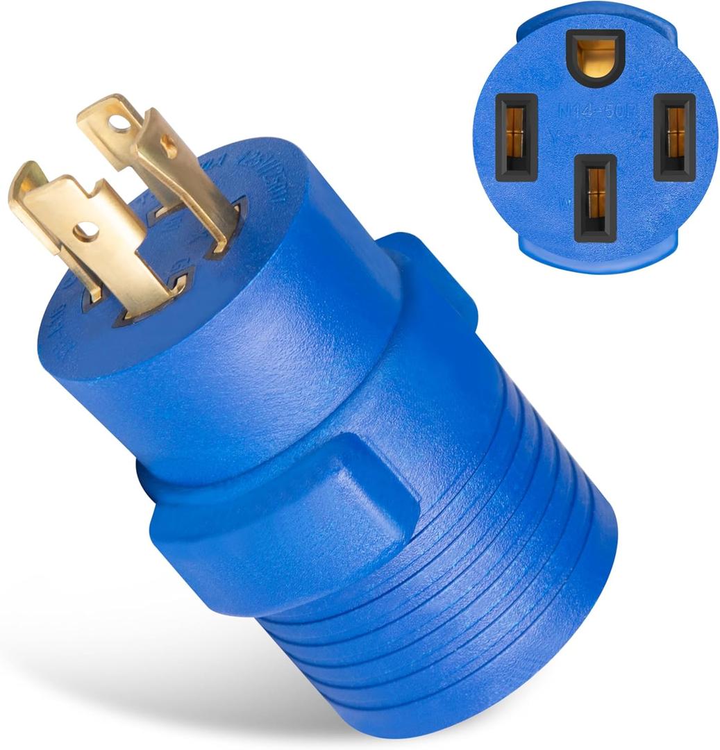 NEMA L14-30P to 14-50R RV Generator Adapter, 30 Amp to 50 Amp Twist Lock Generator 4-Prong Male Plug to 4-Prong RV Female Plug, Heavy Duty for RV Trailer Camper Generator