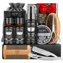 Isner Mile Beard Grooming Kit for Men: Trimming Sets with Beard Wash/Shampoo - Oil - Balm - Brush - Comb - Scissors & Storage Bag, Valentines Birthday Fathers Gifts for Dad Men Husband Boyfriend
