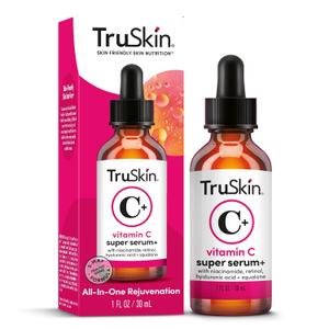 TruSkin Vitamin C Super Serum - Niacinamide, Retinol, Hyaluronic & Salicylic Acid - All-in-One Anti Aging Serum for Face  Improve Appearance of Dark Spots, Firmness for Brighter Looking Skin, 1 Fl Oz