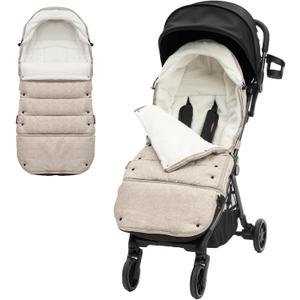 Momcozy Stroller Footmuff Universal | Easily Attaches to Most Strollers | Ultra-Plush,Weather-Proof | Deluxe Warm Stroller Bunting Bag | Extendable Stroller Cover for Winter | Adjustable Buckle (Khaki)