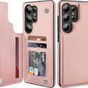 Bizzib for Samsung Galaxy S25 Ultra Case Leather Wallet with Card Holder, Flip Cover Kickstand Magnetic Closure Shockproof Heavy Duty Protective Case for Samsung Galaxy S25 Ultra,Rose Gold