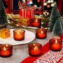 Mumufy 50 Pcs Glass Tealight Candle Holder Ribbed Votive Candle Holder for Centerpiece Wedding Proposal Spa Aromatherapy Meditation Home Decor (Amber)
